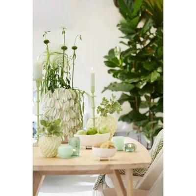 Afbeelding van Carambola vaas keramiek 35x33x47 cm crème/groen