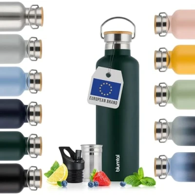 Afbeelding van Blumtal Thermosfles 750 ml Dubbelwandige Drinkfles BPA Vrij Theefles Thermos Donkergroen