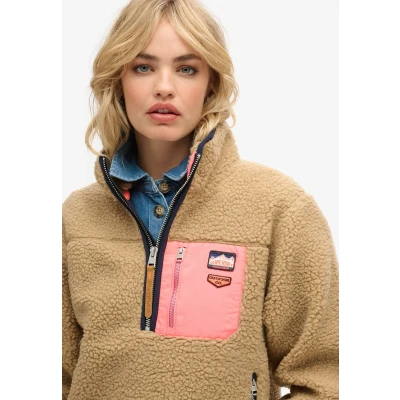 Afbeelding van Superdry Vintage retro fleecetrui met halve rits Dames Truien