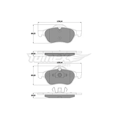 Afbeelding van TOMEX brakes TX 13 51 Remblokkenset Vooras RENAULT: LAGUNA 3 Grandtour, TWINGO 2,