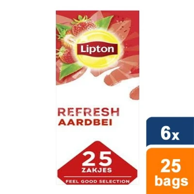 Afbeelding van Lipton Refresh Thee Strawberry 25 theezakjes Doos 6 stuks
