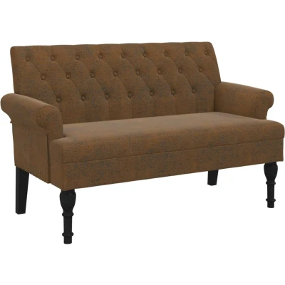Afbeelding van vidaXL Bankje met rugleuning 120x62x75,5 cm kunstsuèdeleer bruin