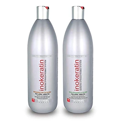 Afbeelding van InoKeratin Sulfaatvrije duo set, shampoo en verzorging met keratine, Braziliaanse conditioner (500 ml x 2), gemaakt in Frankrijk