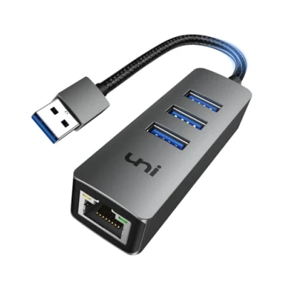Afbeelding van USB Ethernet adapter, uni 3.0 hub met RJ45 1Gbps netwerk LAN verbinding voor MacBook (met poortversie), iMac, Mac, XPS, Surface, Notebook Space Grey