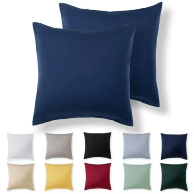 Afbeelding van Alreya Lot de 2 housses coussin 65 x cm Bleu 100 % jersey coton Taies d&#039;oreiller en super doux Avec fermeture éclair