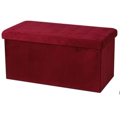 Afbeelding van Urban Living Hocker bank poef XXL opbergbox bordeaux rood polyester/mdf 76 x 38 cm opvouwbaar