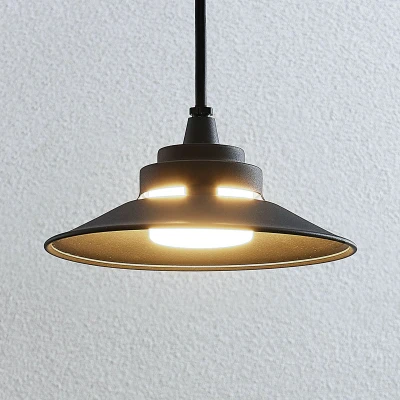 Afbeelding van Lindby Hanglampen buiten 1licht aluminium, kunststof donkergrijs Inclusief lichtbron