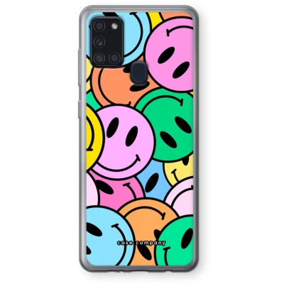 Afbeelding van Case Company® hoesje geschikt voor Samsung Galaxy A21s Smiley N1 Soft Cover Telefoonhoesje Bescherming aan alle Kanten en Schermrand