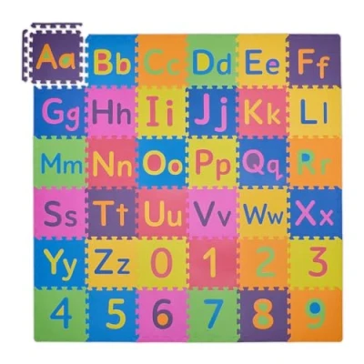 Afbeelding van Relaxdays puzzel speelmat letters en cijfers foam puzzelmat ABC kruipmat 90 delen