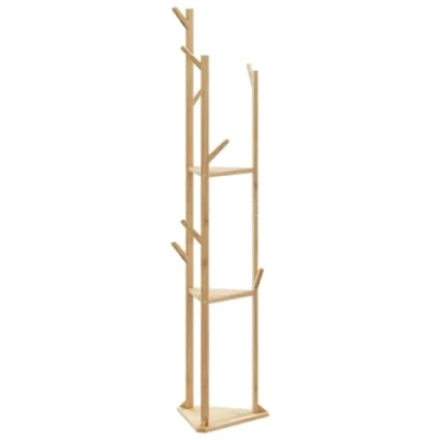 Afbeelding van vidaXL Kapstok met haken en schappen 39x33x166 cm bamboe