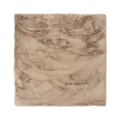 Afbeelding van Vierkant Hoogpolig Tapijt/Vloerkleed Comfy Plus Taupe 100x100 Cm