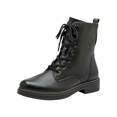 Afbeelding van Tamaris Comfort Enkellaarsjes met plateauzool, Dames, Maat: 37, Olive Leer/ synthetisch