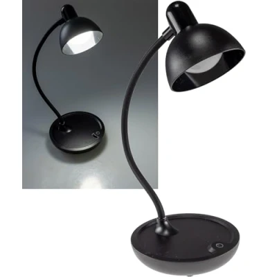 Afbeelding van ChiliTec Tafellamp met 3 AA batterijen, 25 cm, zwanenhals, dimbaar, warmwit, 3000 K, zwart