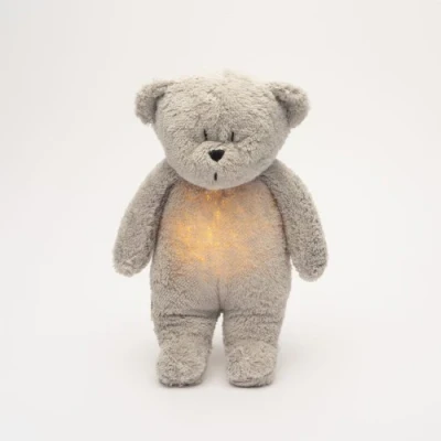 Afbeelding van Moonie knuffelbeer met nachtlamp en geluid gray natur 28 cm