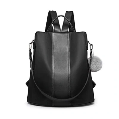 Afbeelding van Miss Lulu Rugzak voor dames, nylon, waterdicht, anti diefstal, zwart, handtassen, schoudertassen, zwart., rugzakken handtassen schoudertassen