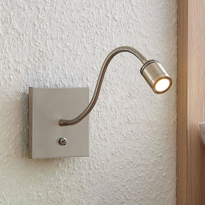 Afbeelding van Lindby LED wandlamp 1licht ijzer nikkel satijn Inclusief lichtbron