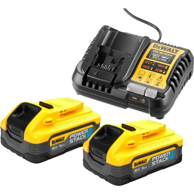 Image de DEWALT DCB1104H2 QW Kit de chargement la batterie 18V XR (2x 5.0Ah POWERSTACK + multi chargeur)