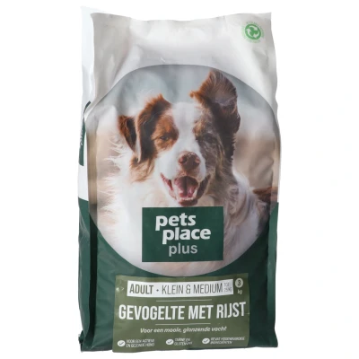 Afbeelding van Pets Place Plus Hond Adult Mini Hondenvoer Kip Rijst 3 kg