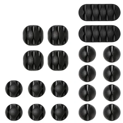 Afbeelding van URAQT Kabelclips, kabelorganizerset, veelzijdig inzetbaar, voor kantoor, stroomkabels, USB laadkabels, oplader, audiokabels, 20 stuks
