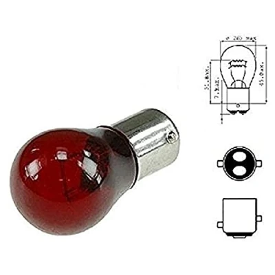 Afbeelding van BAY15D Lamp, 12 V, 21/5 W, rood, licht, stoplamp, achterlicht, nachtlampje, knipperlicht, auto, motorfiets, scooter, koplamp, knipperlicht