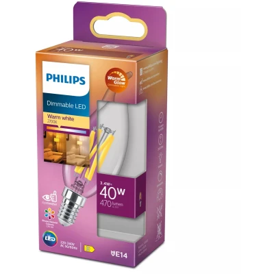 Afbeelding van Philips LED kaarslamp E14 3.4W (40W) 2700K Warm wit Dimbaar