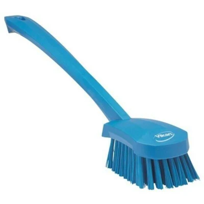 Image de VIKAN 41863 brosse à vaisselle, long manche, 415 mm, polyester, dur, bleu 4186/3