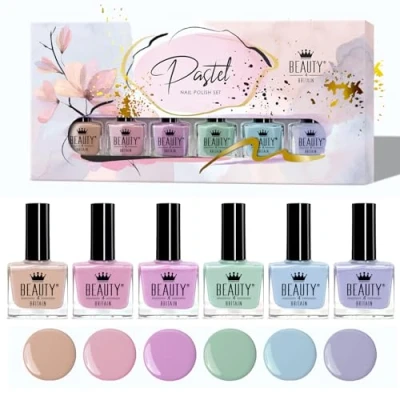 Afbeelding van 6 x luxe nagellak, grote productlijn, pastelkleuren, geschenkdoos, hoge kwaliteit