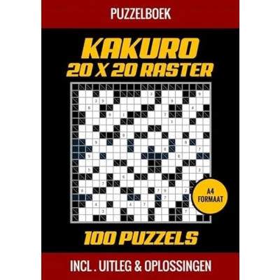 Afbeelding van Kakuro 20x20 Raster 100 Puzzels Incl. Uitleg en Oplossingen