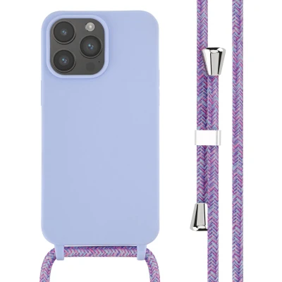 Afbeelding van iMoshion hoesje Geschikt voor iPhone 14 Pro Max met koord Siliconen Paars