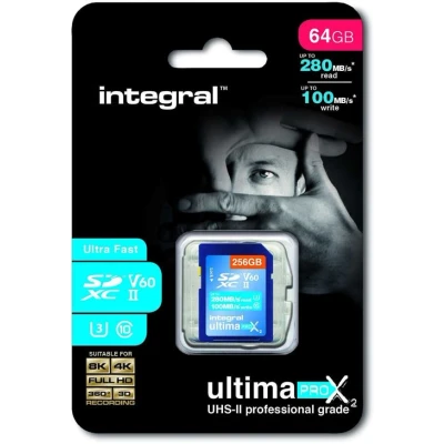 Image de Integral UltimaPro X2 Carte mémoire flash 64 Go Video Class V60 / UHS II U3 Class10 SDXC
