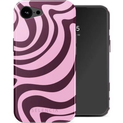 Afbeelding van Selencia Vivid Backcover met MagSafe voor de Apple iPhone 16e Wavy Swirl Pink Plum