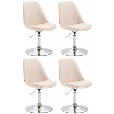Afbeelding van CLP Maverick Set van 4 Eetkamerstoelen Stof creme chroom