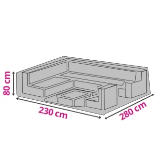 Afbeelding van Perel Buitenhoes voor tuinset, grijs, rechthoekig, 280 cm x 230 80