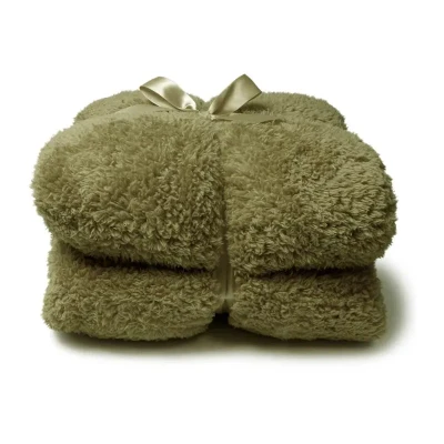 Afbeelding van Plaid teddy l200b150cm mosgroen Unique Living