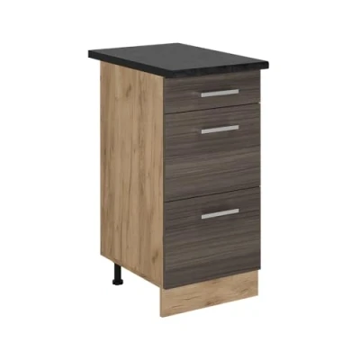 Afbeelding van Vicco Keukenonderkast R Line, Edel grijs/Krachtige eik goud, 40 cm met laden, WB Antraciet