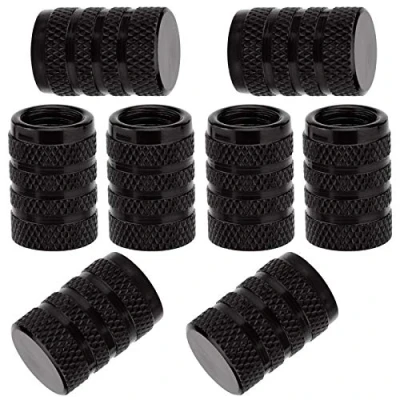 Afbeelding van SAVITA 8 stuks bandventieldoppen, aluminium bandenventieldop met rubberen ring voor auto&#039;s, SUV&#039;s, fietsen, vrachtwagens, motorfietsen (zwart)