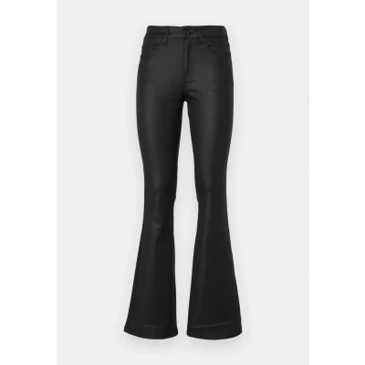 Afbeelding van Vero Moda Broek Vmflash Mr Flared Coated Pants Noos 10314594 Black Dames Maat W25 X L32