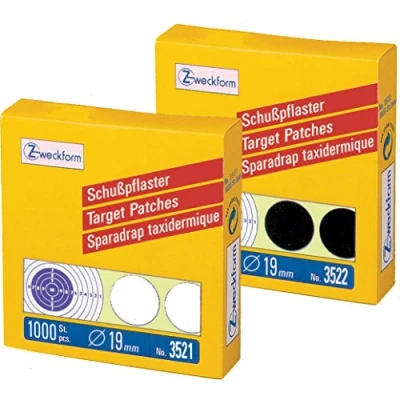Afbeelding van Avery Zweckform 2000 stuks schietpleisters [1000 zwart + 1000 wit] Ø 19 mm, voorbedrukt, 2 rollen/2000 etiketten