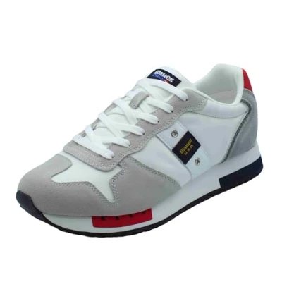 Afbeelding van Blauer USA S5Queens01 White Red Navy Sneakers de sport pour homme en nubuck et tissu, Navy, 45 EU
