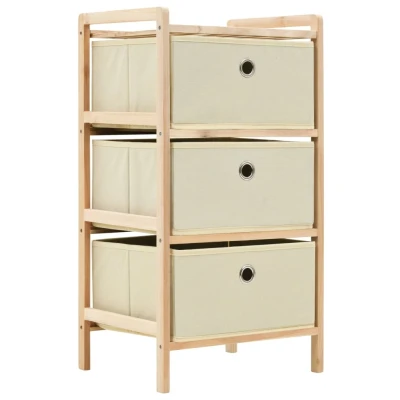 Afbeelding van Opbergmeubel met 3 stoffen manden cederhout beige