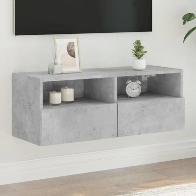 Afbeelding van Tv wandmeubel 80x30x30 cm bewerkt hout betongrijs