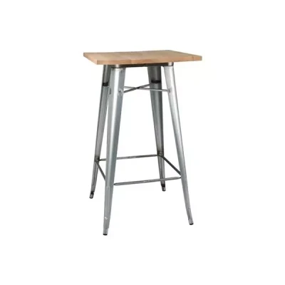 Afbeelding van Bolero Bistrobartafel met Houten Blad Gegalvaniseerd Staal (Enkel) FB599