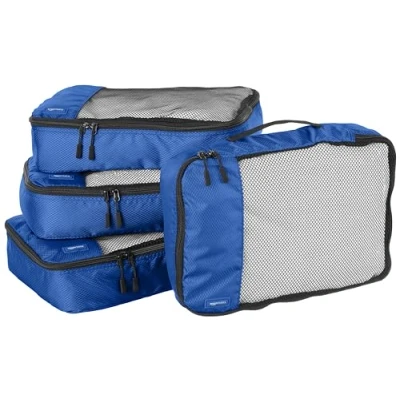 Afbeelding van Amazon Basics Opbergtassen voor bagage, maat L, Blauw, 4 stuks, Taille M