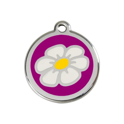 Afbeelding van Daisy Flower Purple roestvrijstalen hondenpenning medium/gemiddeld dia. 3 cm RedDingo