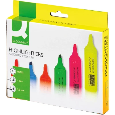 Afbeelding van Q CONNECT markeerstift, pak van 6 stuks in geassorteerde kleuren