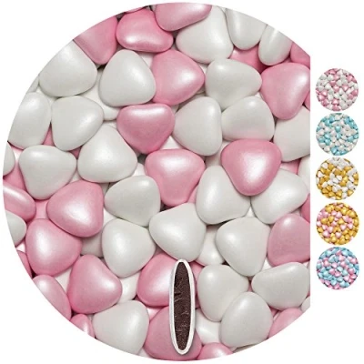 Afbeelding van EinsSein chocoladeroze hartjes, parelmix, 1 kg, witte en harten