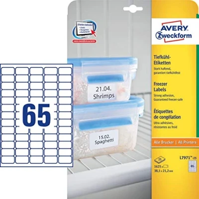 Afbeelding van Avery diepvriesetiketten Ft 38,1 x 21,2 mm (b h), wit, doos van 1625 etiketten etiket