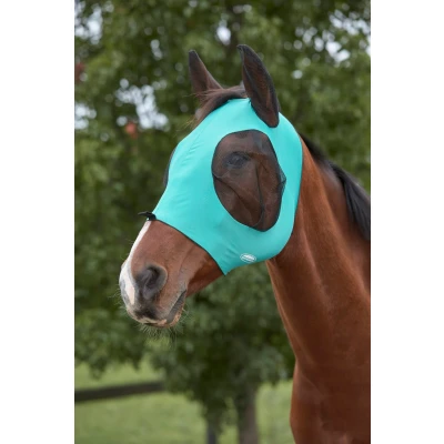 Image de Weatherbeeta Masque Anti Mouches Deluxe Stretch Bug avec Oreilles Turquoise/noir Mini