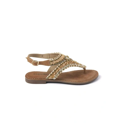 Afbeelding van Lazamani Sandalen, Dames, Maat: 42, Beige Leer