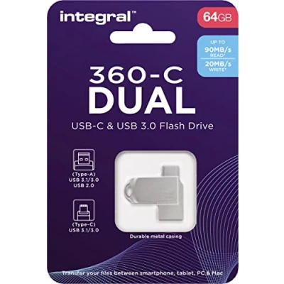 Afbeelding van USB stick Integral 3.0 360 C Dual 64GB